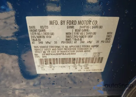 2023 Ford Edge Sel from USA, damaged, VIN 2FMPK4J99PBA26484